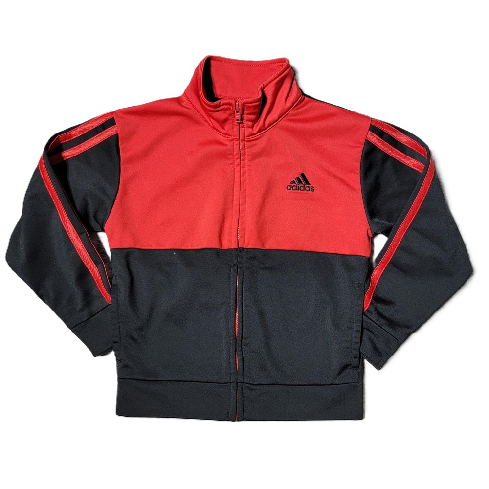 Boys 3T Adidas Track Jacket Red Black Zip Up Athletic Kids‎